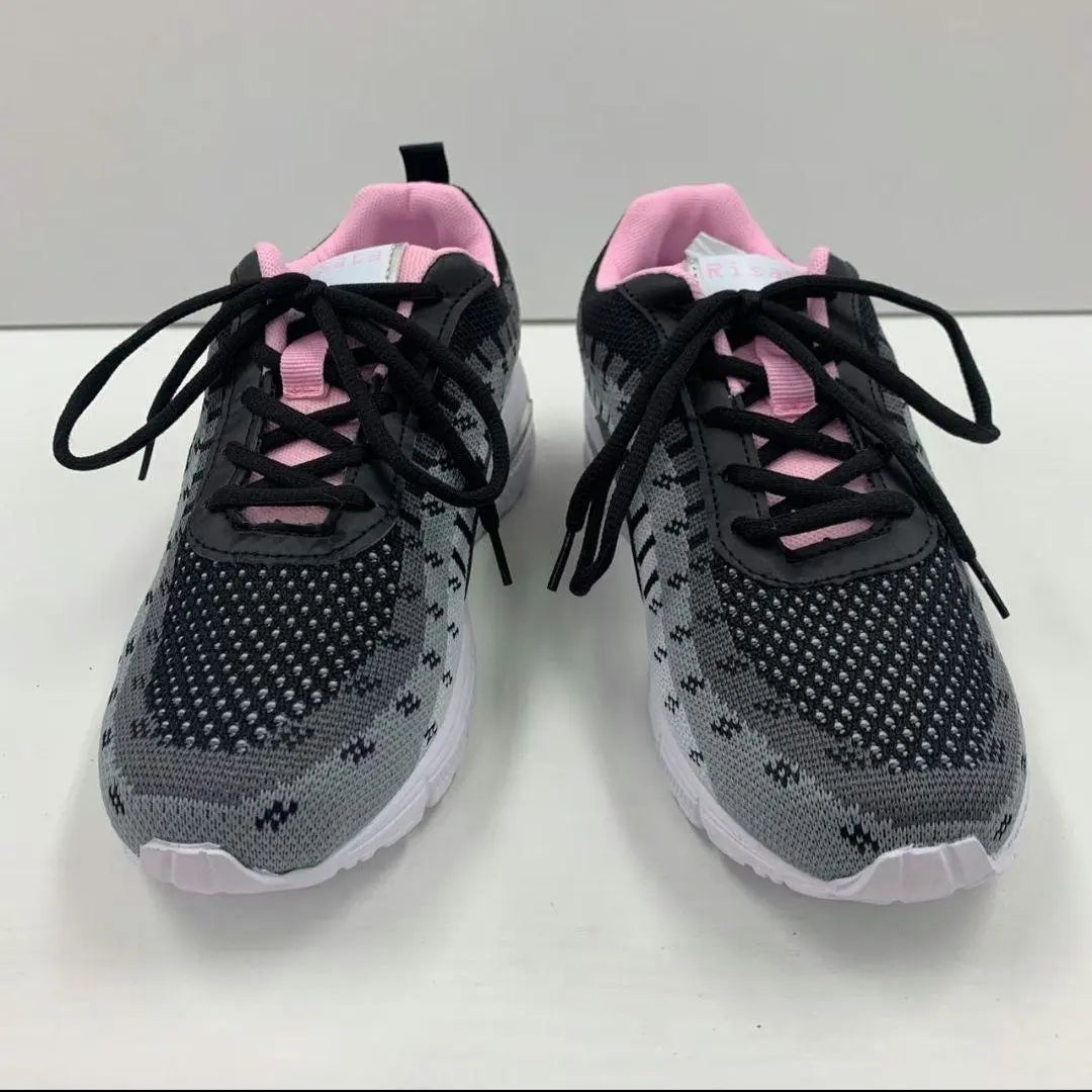 Women's/Air Sole/Leather Sneakers/Black x Pink/23cm