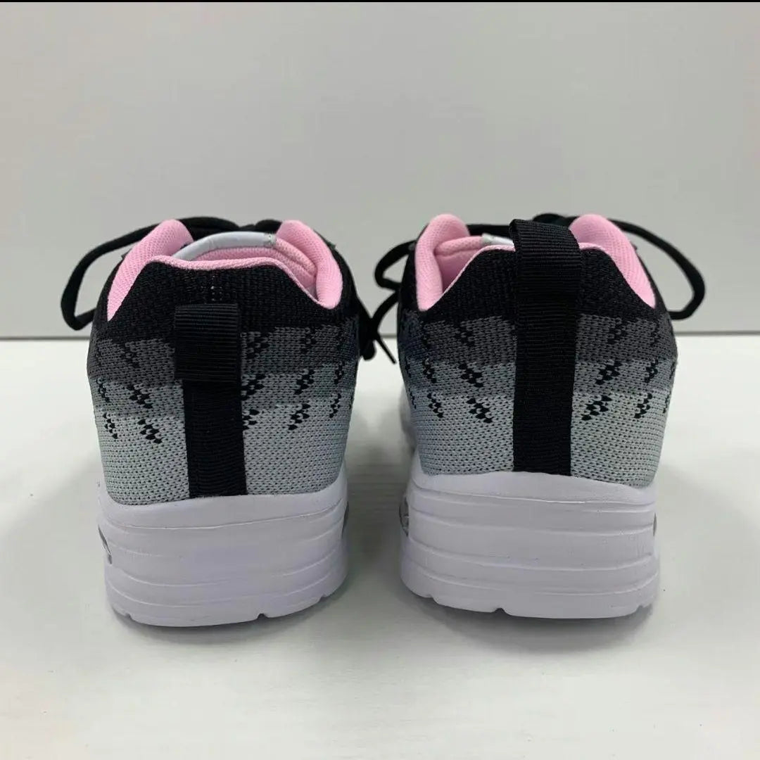 Women's/Air Sole/Leather Sneakers/Black x Pink/23cm