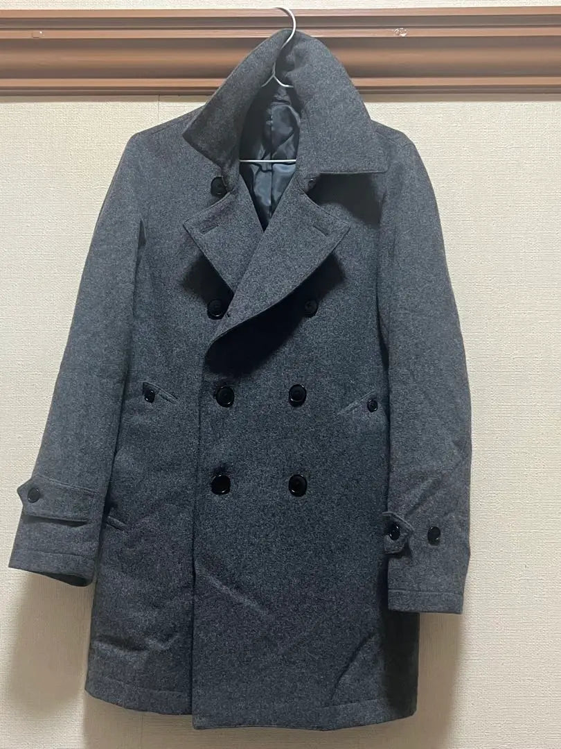 Good condition SHIPS gray wool mixed peacoat with waist belt