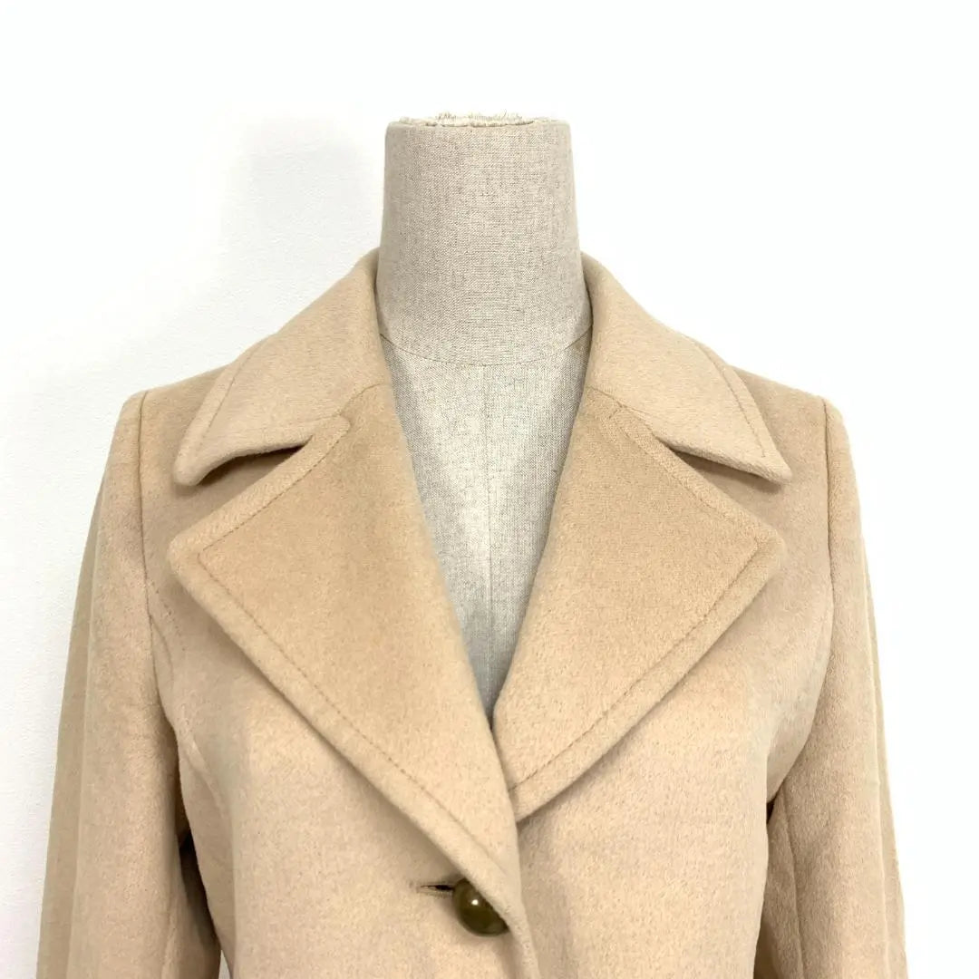 A4582 Lanvin-on-Blue Long Coat Angola Wool Beige 38