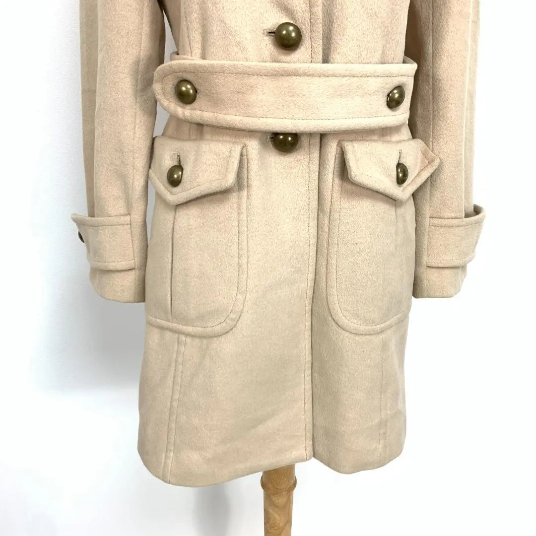 A4582 Lanvin-on-Blue Long Coat Angola Wool Beige 38