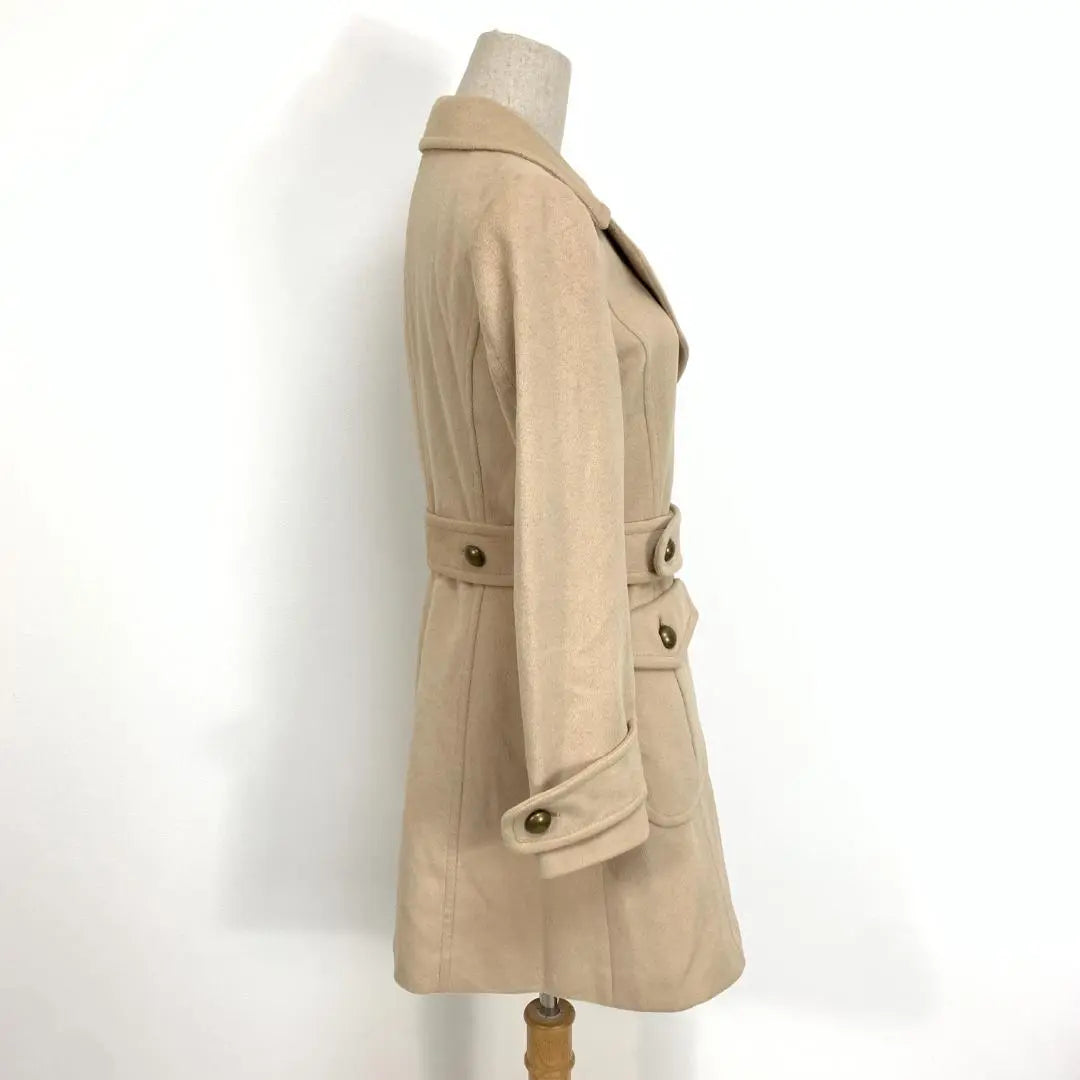 A4582 Lanvin-on-Blue Long Coat Angola Wool Beige 38