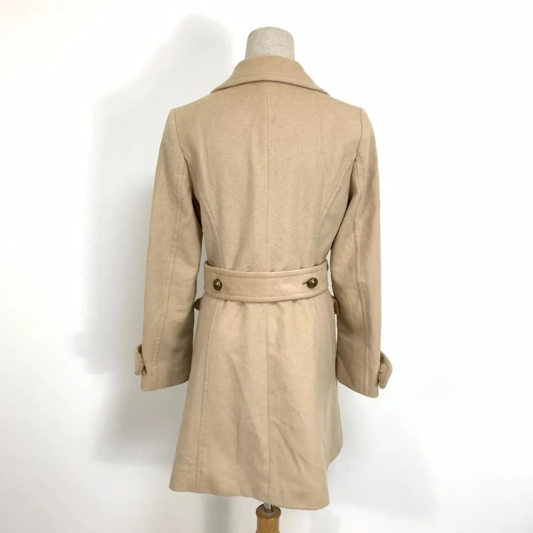 A4582 Lanvin-on-Blue Long Coat Angola Wool Beige 38