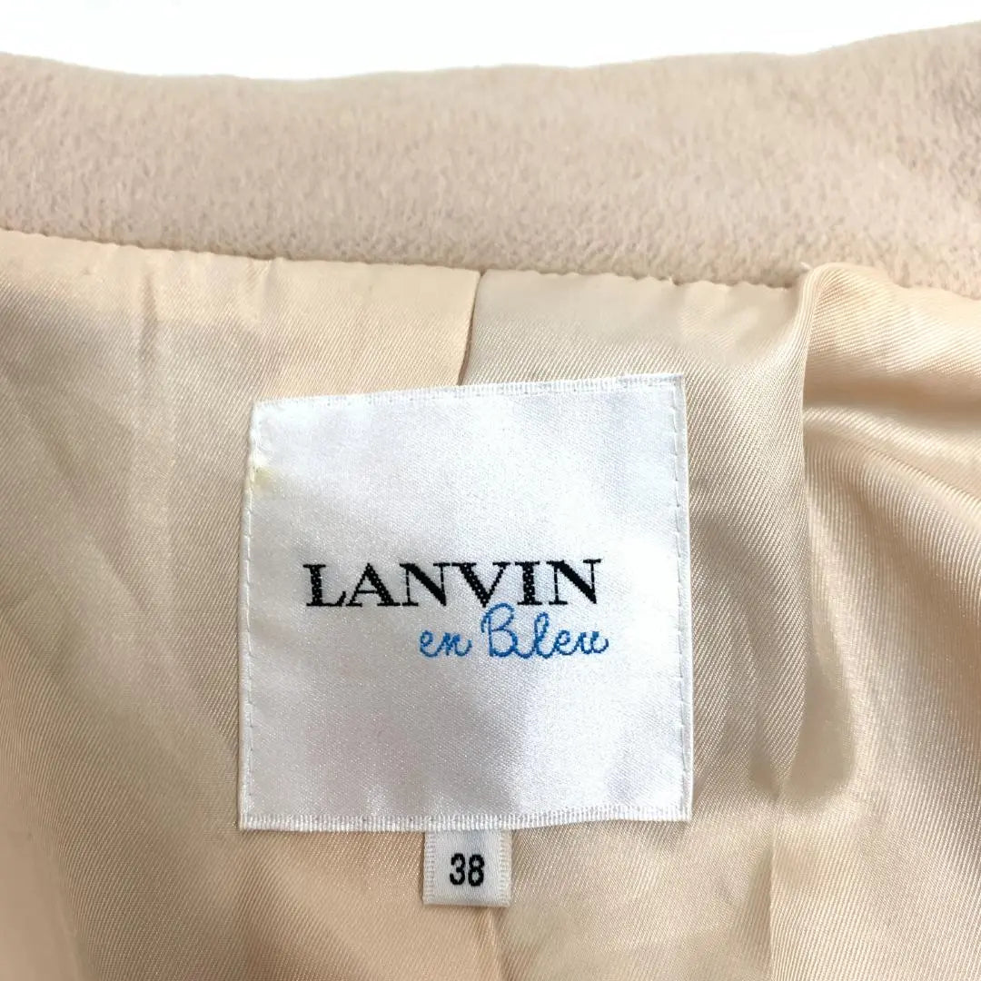 A4582 Lanvin-on-Blue Long Coat Angola Wool Beige 38