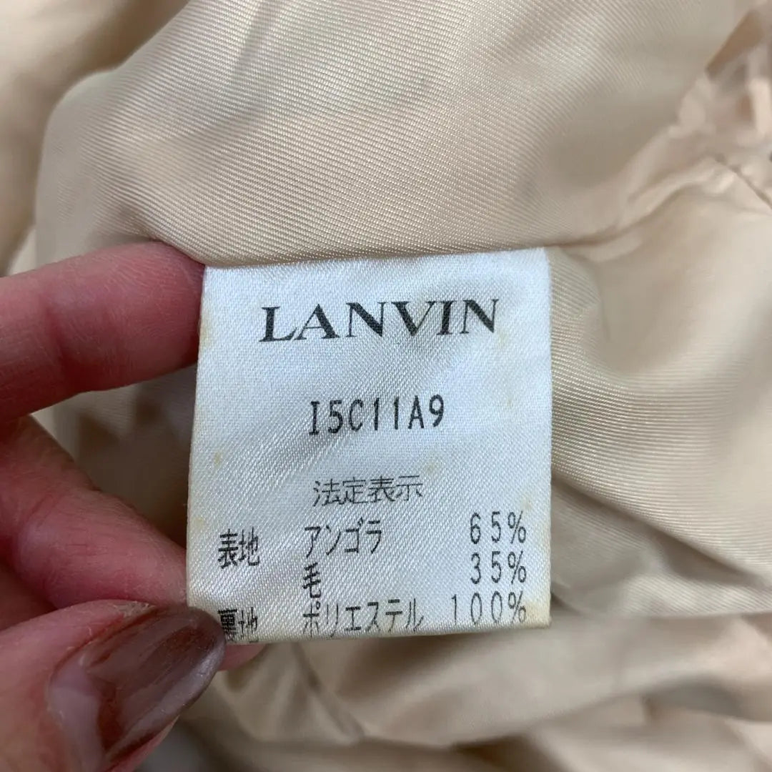 A4582 Lanvin-on-Blue Long Coat Angola Wool Beige 38