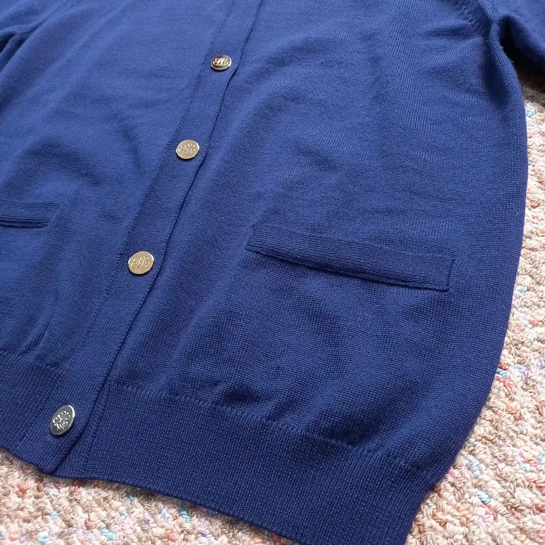 Beautiful condition [Ralph Lauren] Purple Label Short Sleeve Knit Cardigan Wool Gold Button