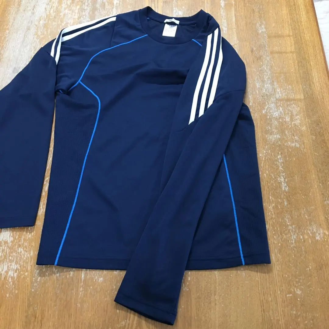 Beautiful goods adidas Climacool Navy long sleeve 3 line T -shirt L | 美品　adidas CLIMACOOL ネイビー 長袖　３本ラインTシャツ　L