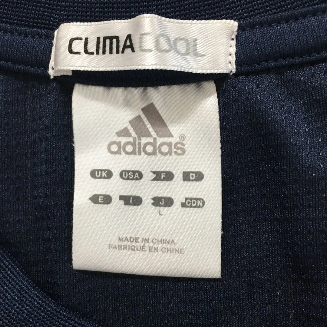 Beautiful goods adidas Climacool Navy long sleeve 3 line T -shirt L | 美品　adidas CLIMACOOL ネイビー 長袖　３本ラインTシャツ　L