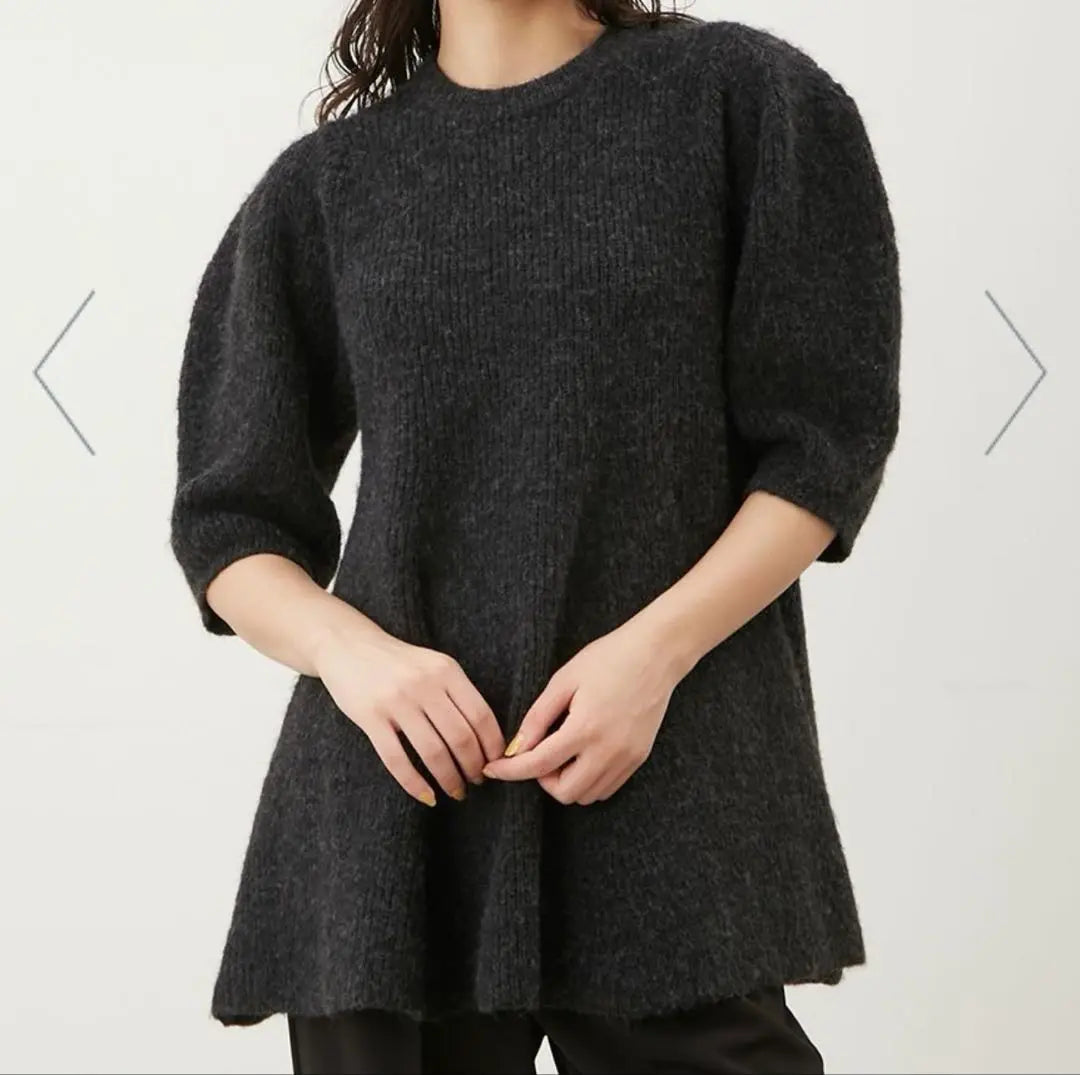 Mira Owen Puff Sleeve Peplum Rip Knit Pullover