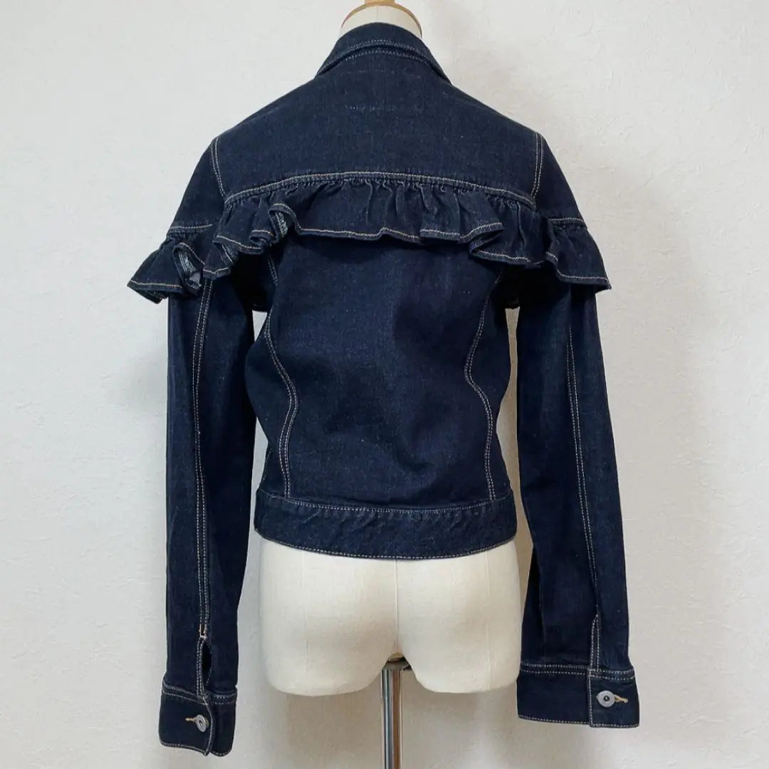 [Extremely beautiful] Supreme Lala logo button frilled denim jacket cute