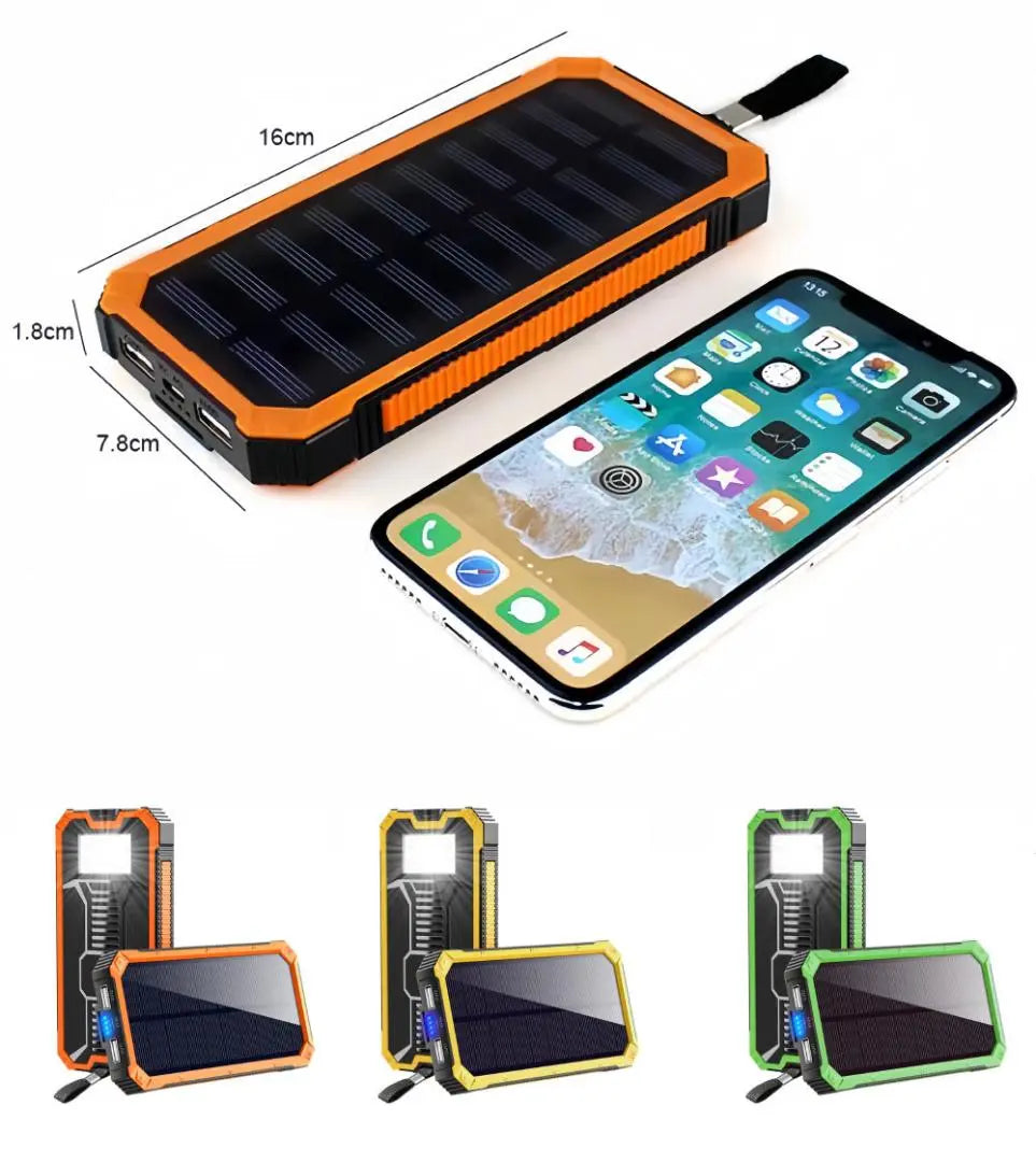 ☆Naranja☆Batería solar de 20000 mAh Cargador solar Panel solar