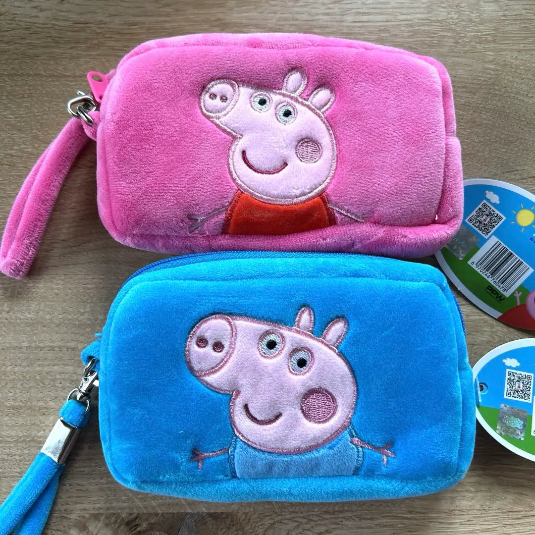 Peppa Pig Pouch Case Bag Fluffy Character Girl 2 pieces