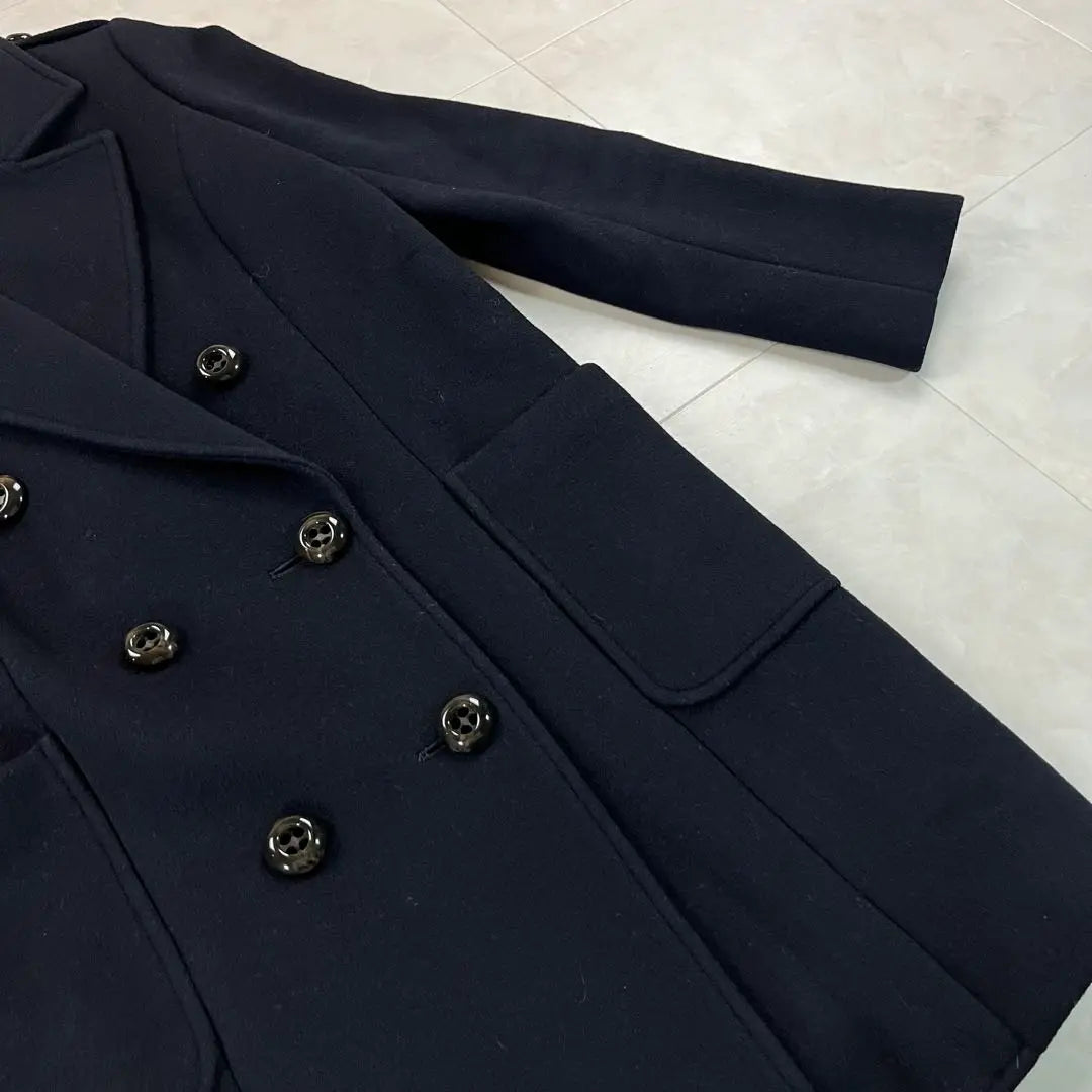 Rene Double Chester Coat Wide Black Wool 36