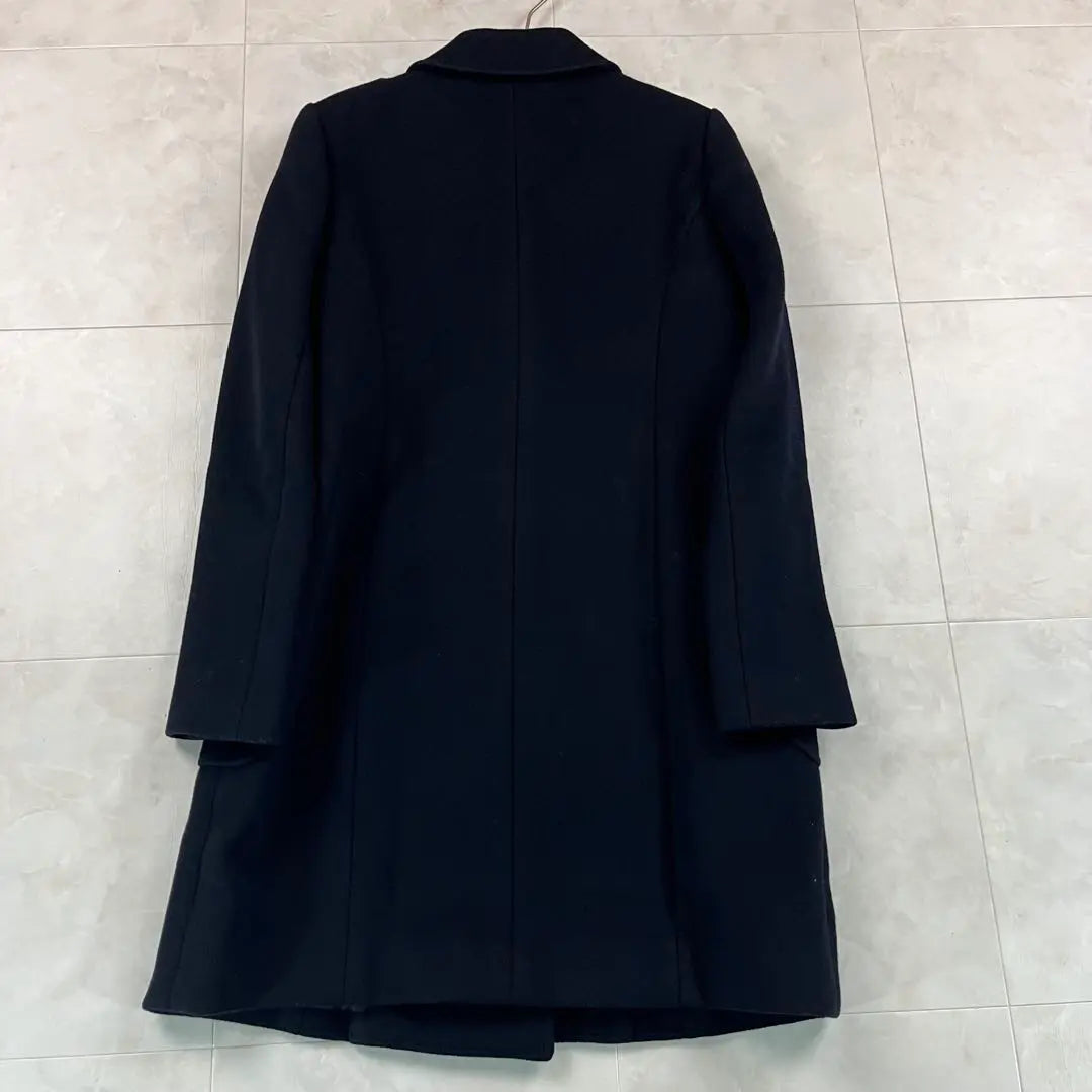 Rene Double Chester Coat Wide Black Wool 36