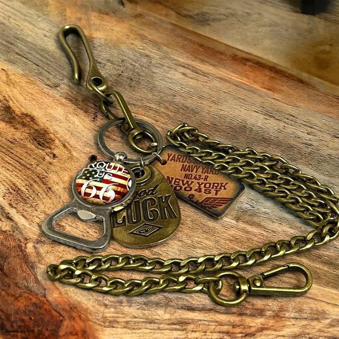 Men's Wallet Chain Key Ring Keychain American Casual Street J8