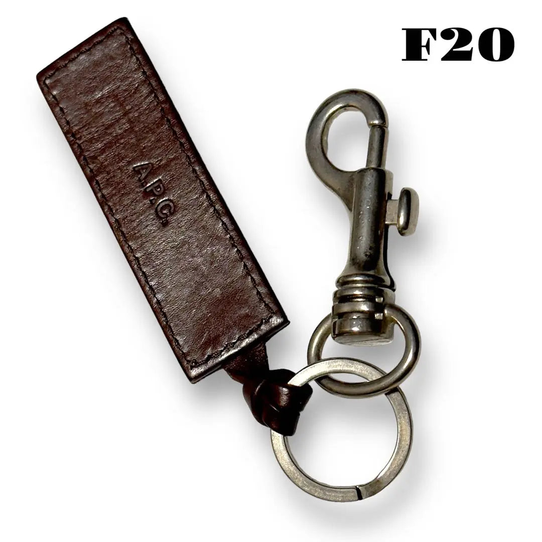 ★Limited listing★ A.P.C Keyring Keychain Hook Leather Tag Silver Brown