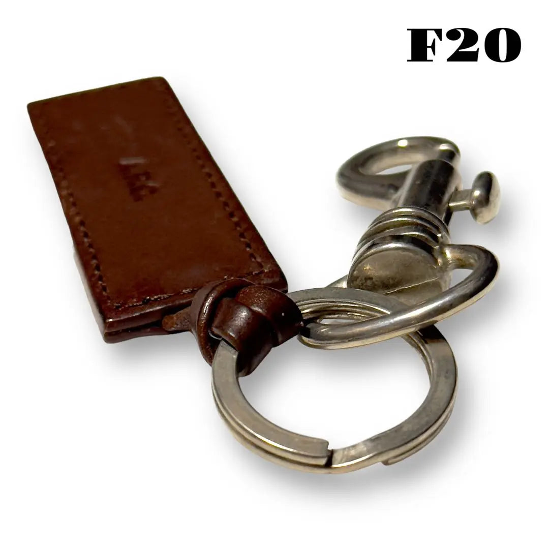 ★Limited listing★ A.P.C Keyring Keychain Hook Leather Tag Silver Brown