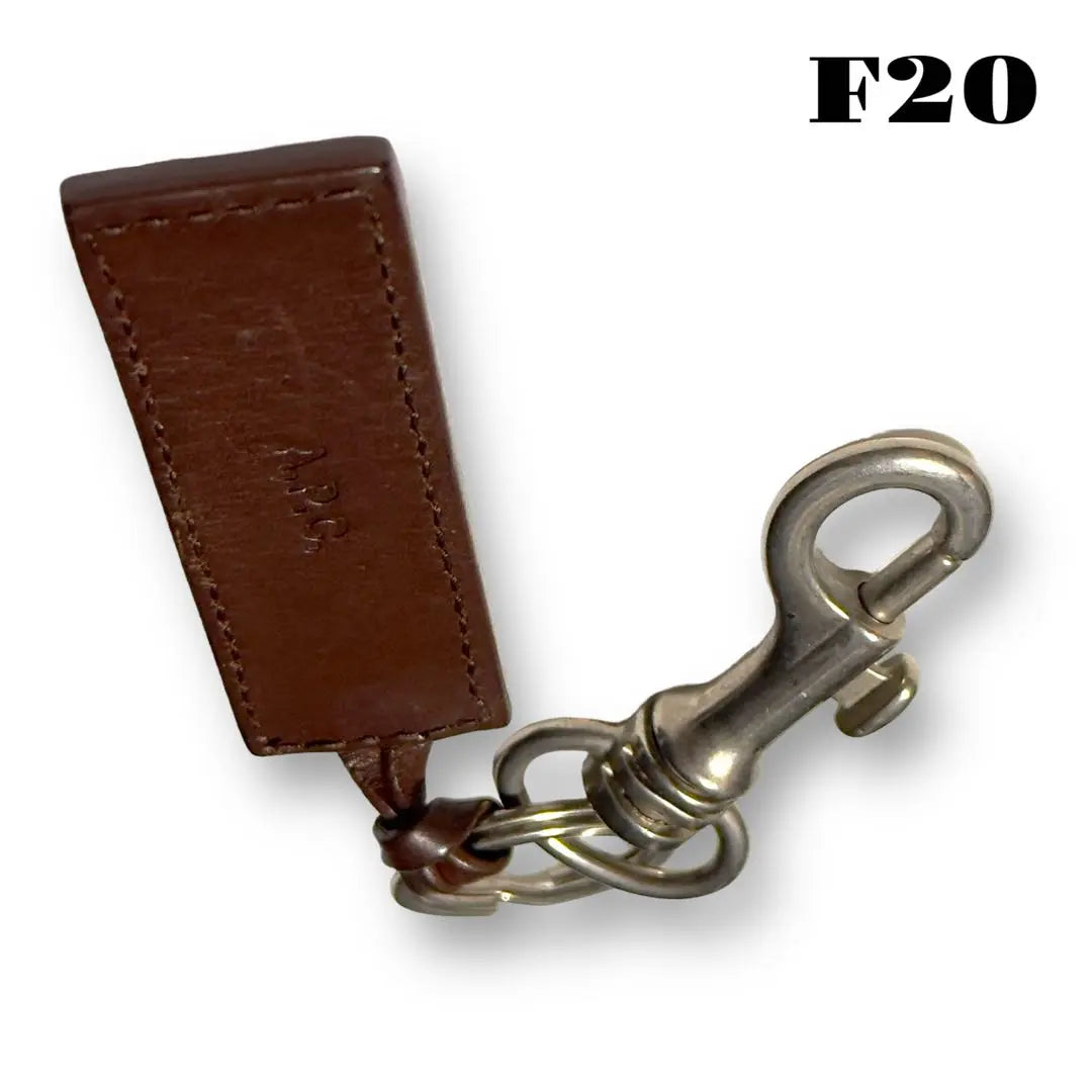 ★Limited listing★ A.P.C Keyring Keychain Hook Leather Tag Silver Brown