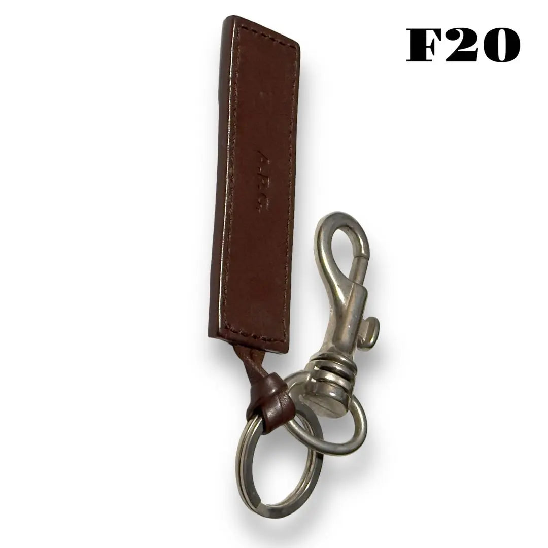 ★Limited listing★ A.P.C Keyring Keychain Hook Leather Tag Silver Brown