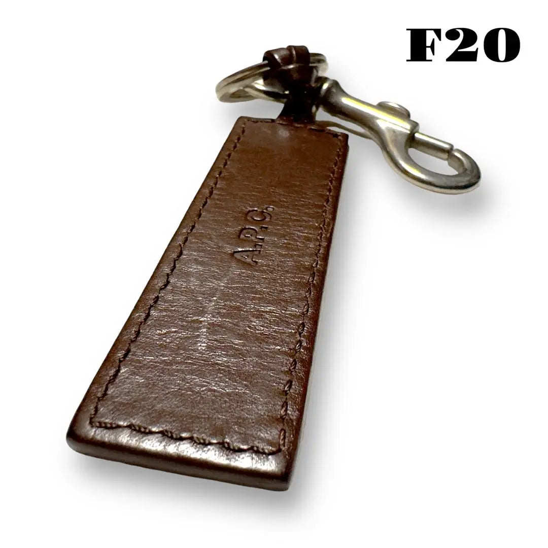 ★Limited listing★ A.P.C Keyring Keychain Hook Leather Tag Silver Brown