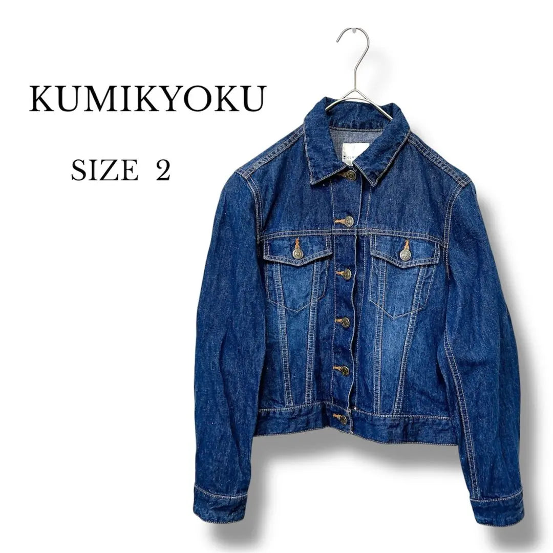 [Buen estado] Chaqueta vaquera Kumikyoku G-Jean de longitud corta, color índigo, talla M