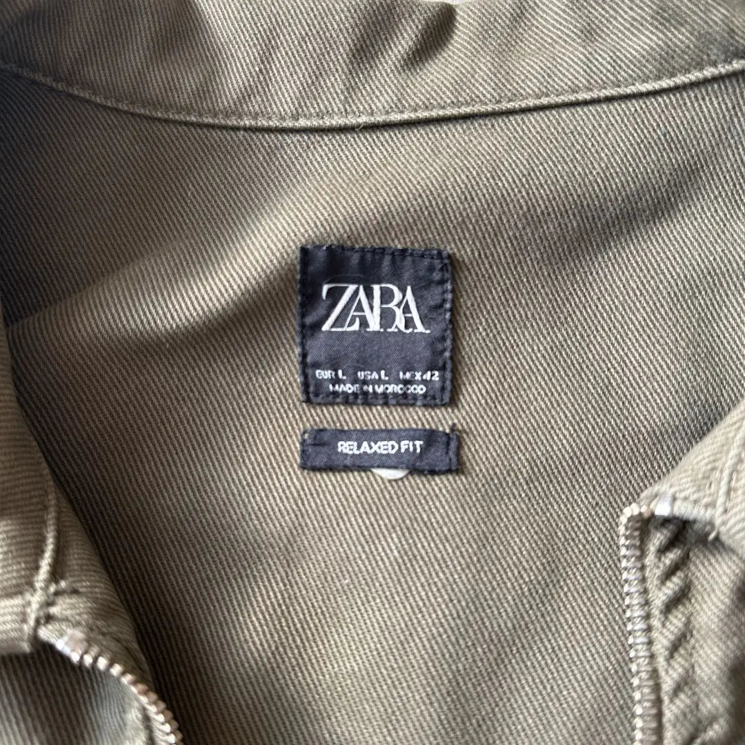 [Good condition] ZARA Contrast Jacket Men's Khaki Size L Motorcycle