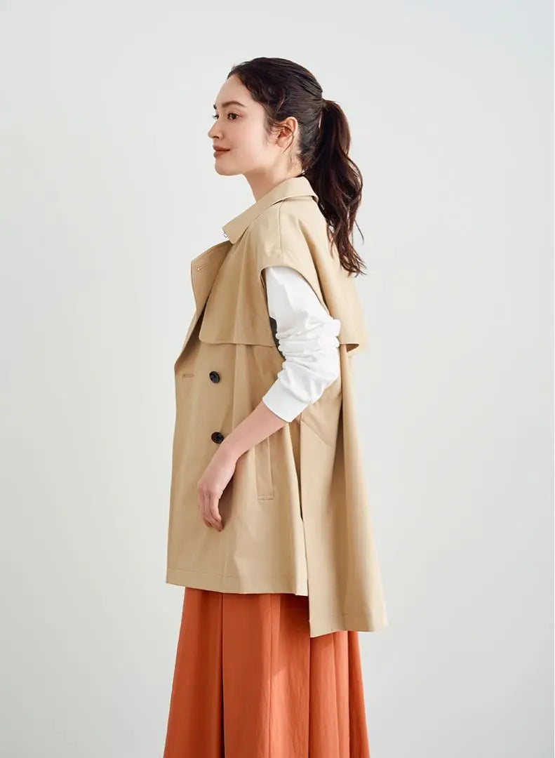 Looney new ⭐️Washable❗️Water-repellent poncho-style trench coat gilet vest water-repellent coated blouson