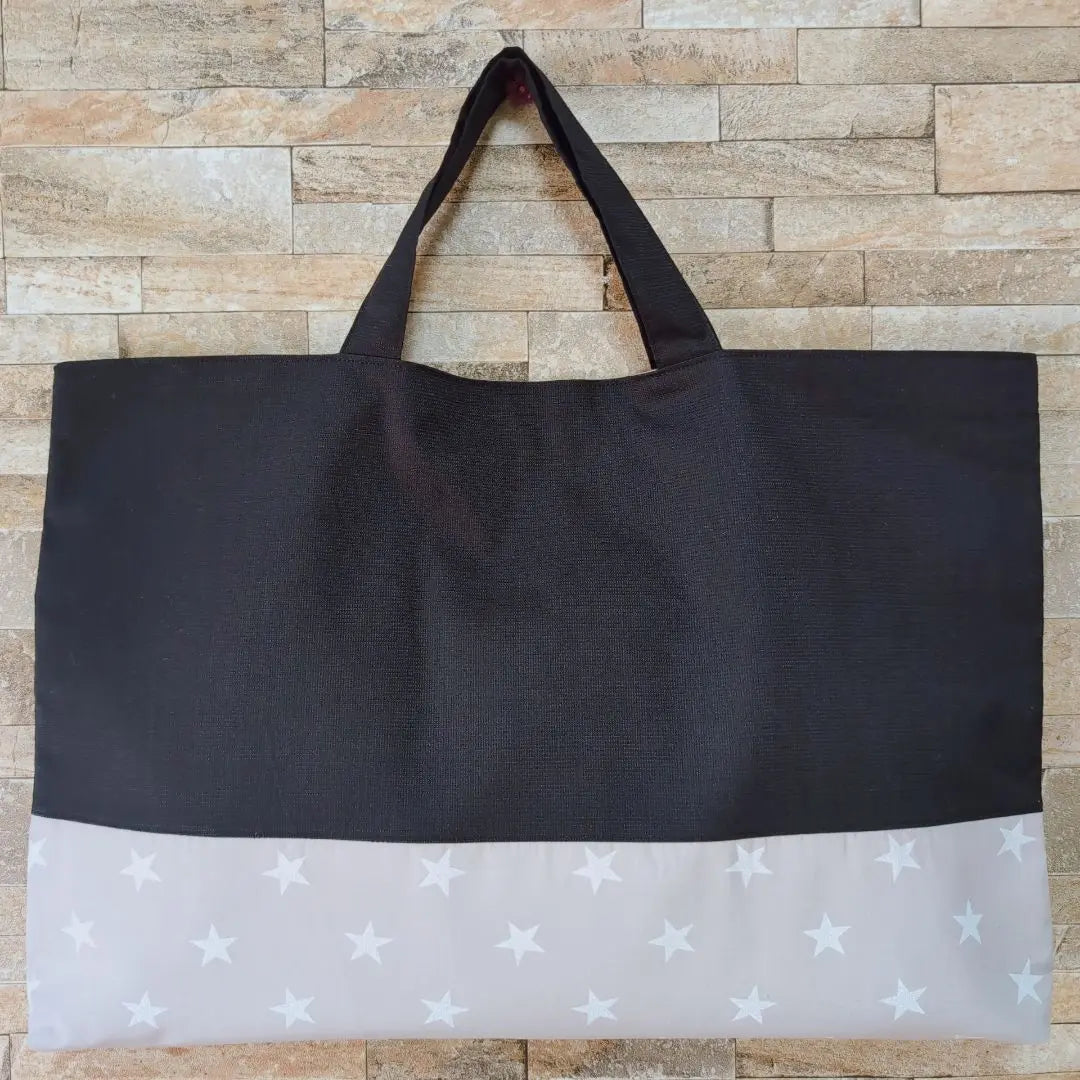 Handmade lesson bag, book bag, sub bag, handbag, navy, star, navy