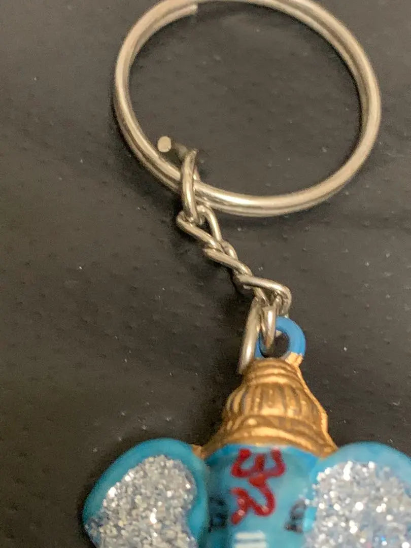 Ganesha Elephant Keychain Blue Light Blue Retro