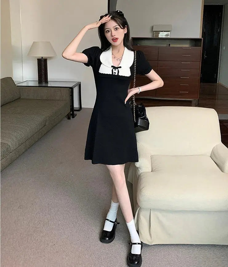 Large size women's dress monotone spring/summer autumn new short sleeve