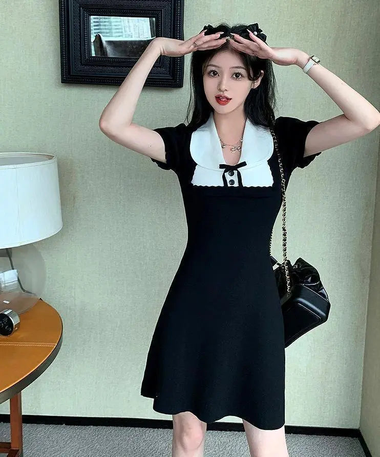 Large size women's dress monotone spring/summer autumn new short sleeve