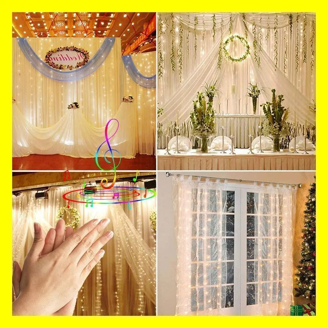 ★✨Low price✨★Illumination light, sound reaction, curtain light, 3x2m, white