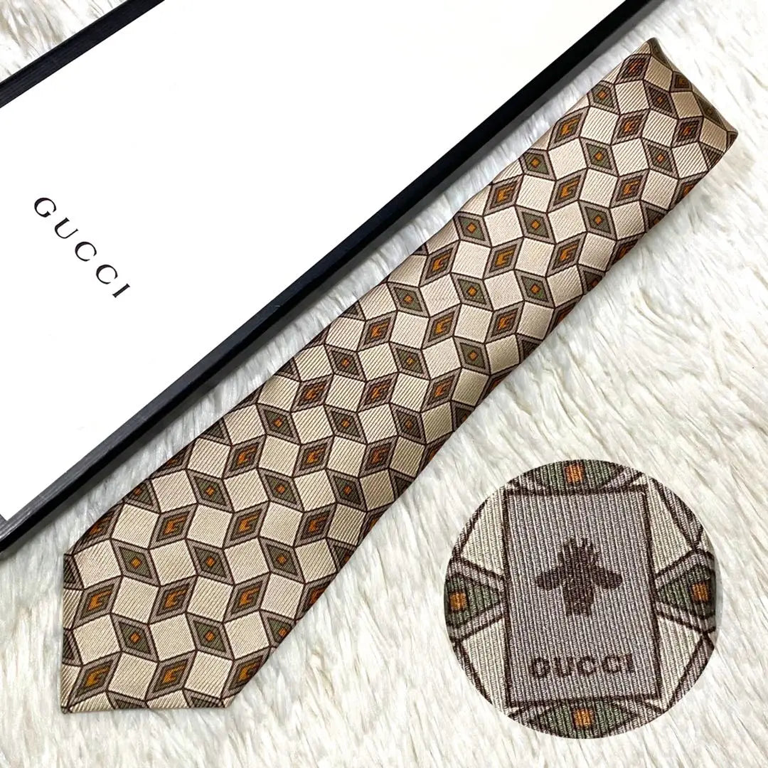 New grade ✨Gucci Recent tags Small pattern G logo All-over pattern Brown beige large sword 7cm Wedding