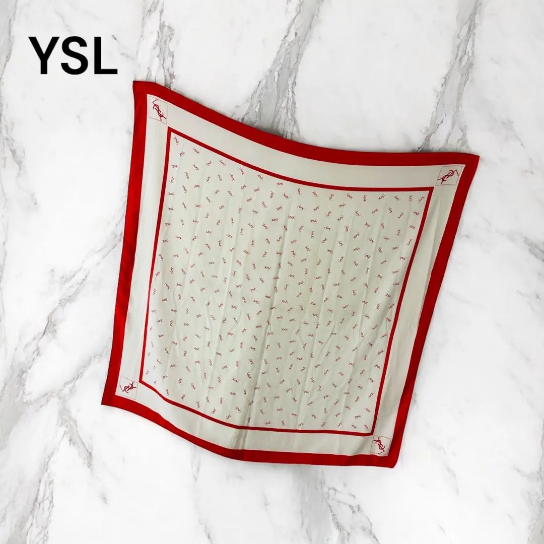 [YSL] Scarf Red White Odai Bandana BM | 【YSL】 スカーフ レッド ホワイト 大判 バンダナ BM