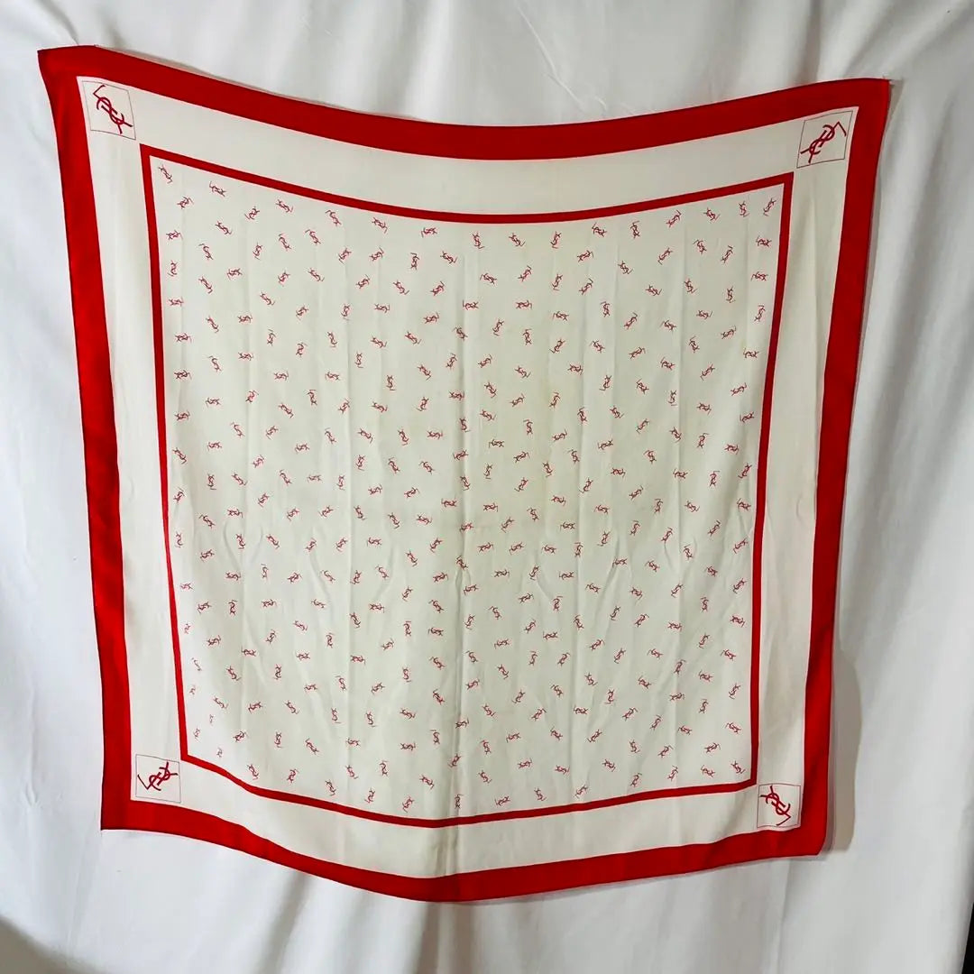 [YSL] Bufanda Rojo Blanco Odai Bandana BM | 【YSL】 スカーフ レッド ホワイト 大判 バンダナ BM