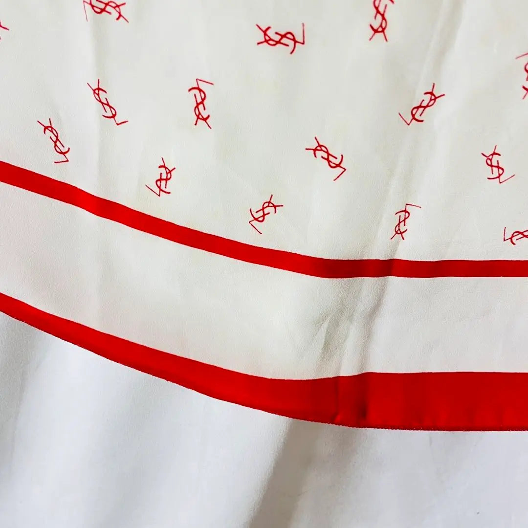 [YSL] Bufanda Rojo Blanco Odai Bandana BM | 【YSL】 スカーフ レッド ホワイト 大判 バンダナ BM