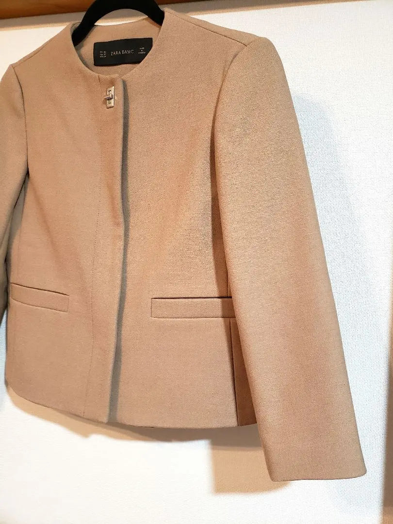 ZARA BASIC Chaqueta Sin Color Beige | ZARA BASIC ベージュ ノーカラージャケット