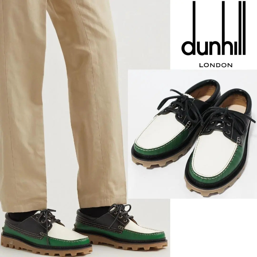 New box included, made in Italy, Dunhill color block deck shoes equivalent to 27cm