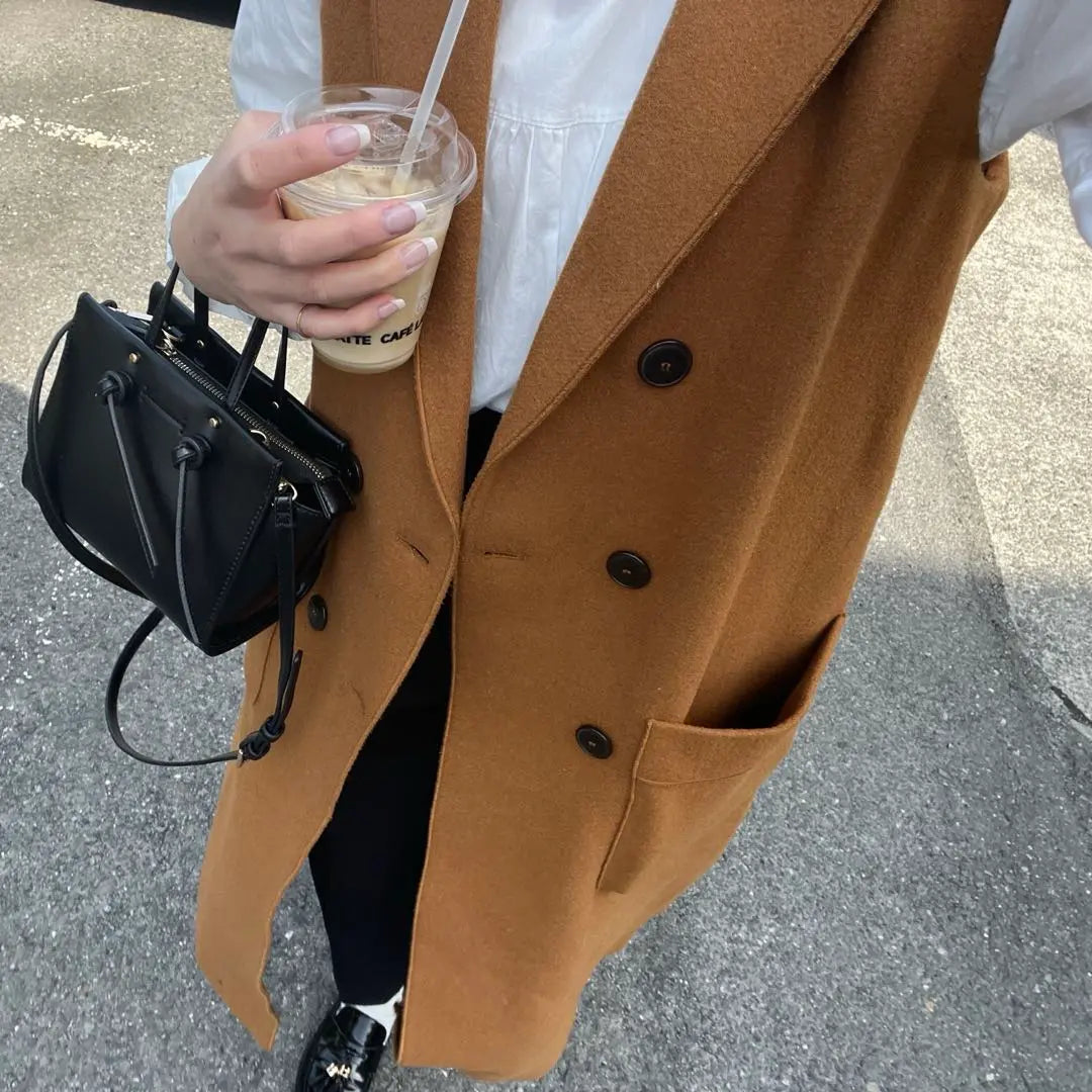 ZARA Sleeve Court S Size Camel Color | ZARA ノースリーブコート Sサイズ キャメル色