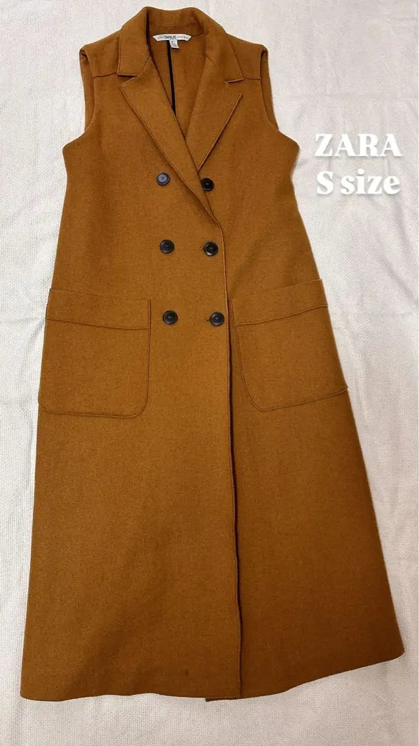 ZARA Sleeve Court S Size Camel Color | ZARA ノースリーブコート Sサイズ キャメル色