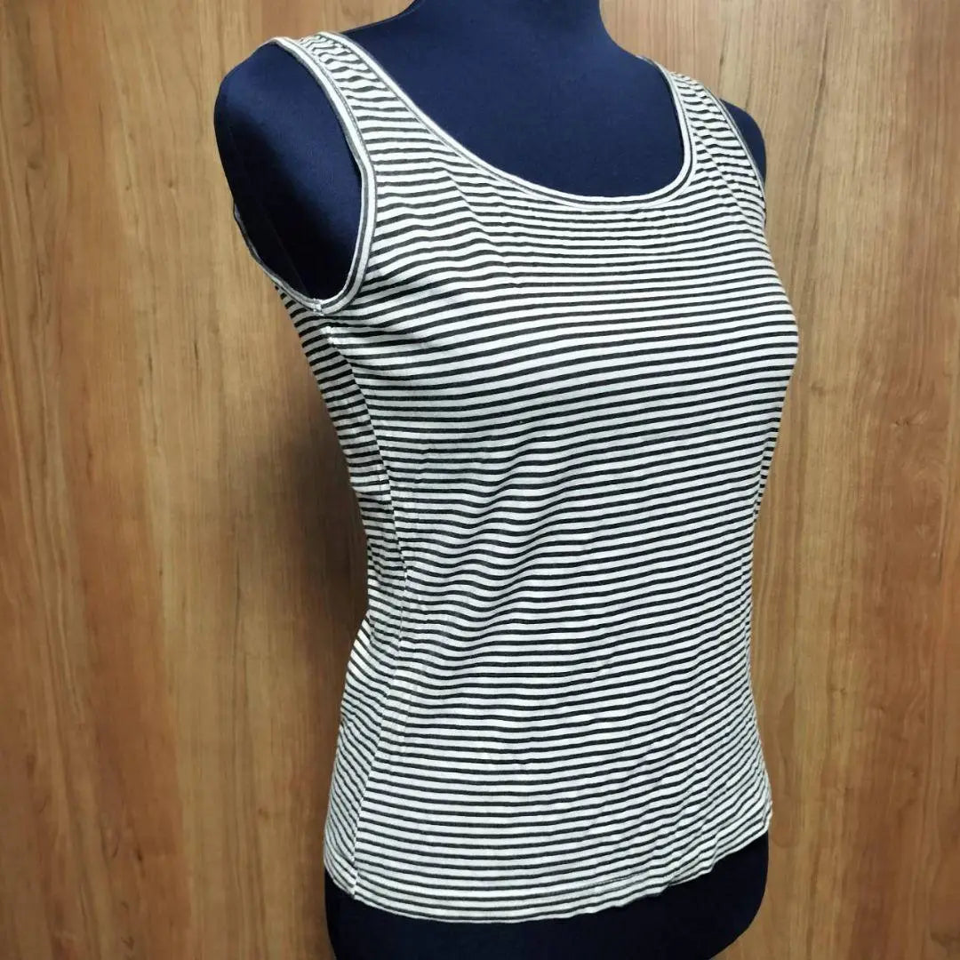 [GU] GU Women's Tank Top Black x White Border Pattern M Summer Clothes