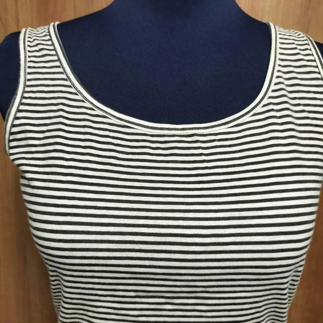 [GU] GU Women's Tank Top Black x White Border Pattern M Summer Clothes