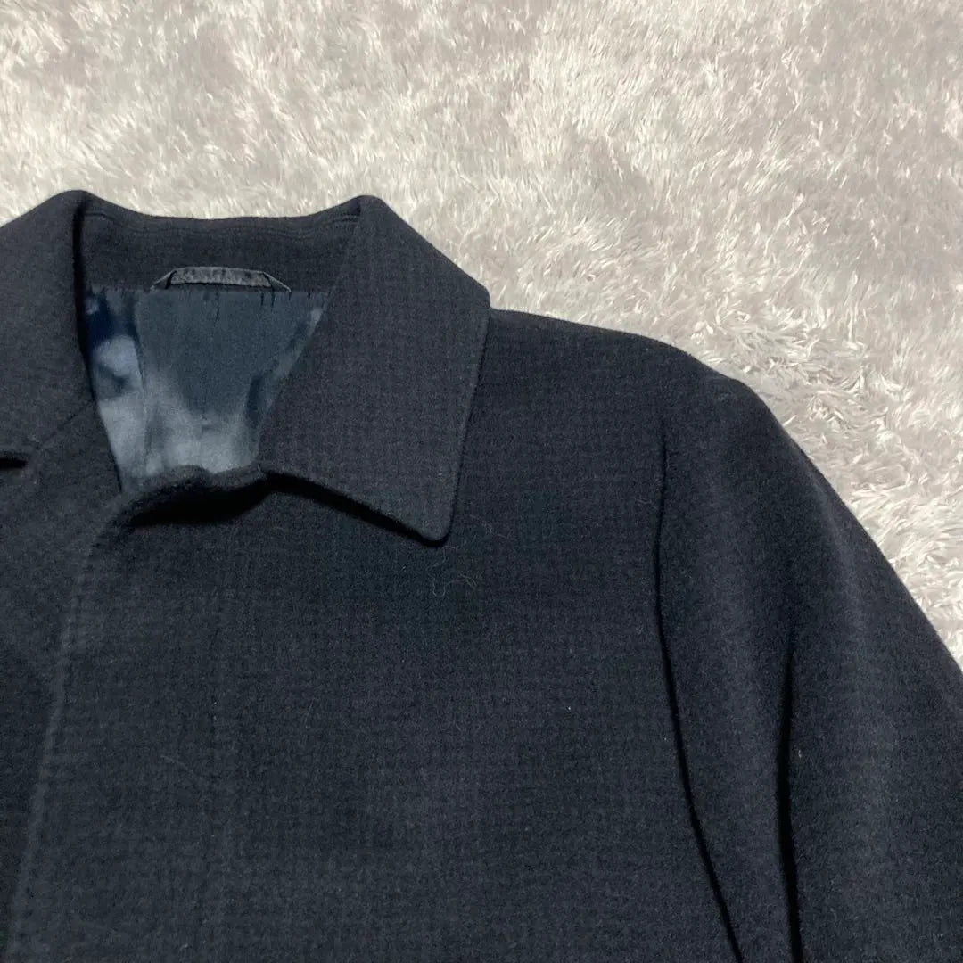 Unused item United Arrows cashmere blend stainless steel collar coat navy check