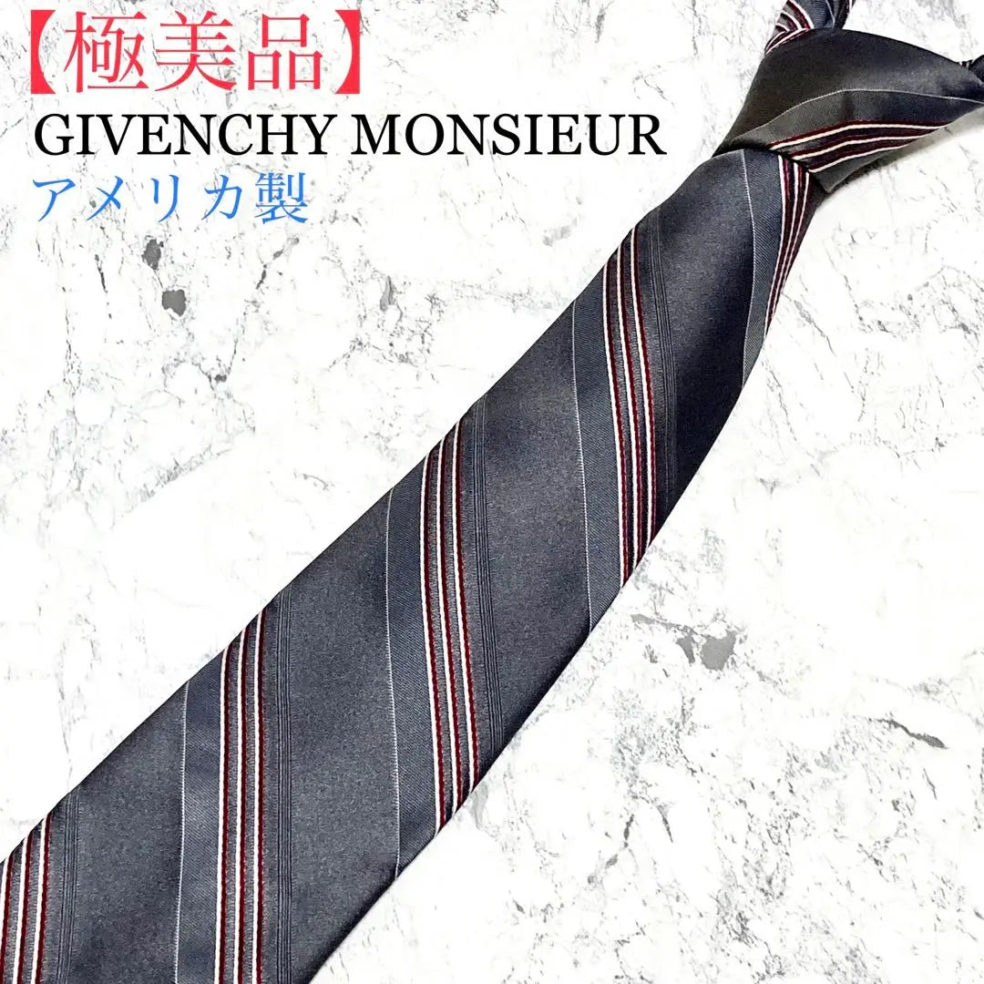 [Extremely beautiful] Givenchy brand tie silk stripe logo made in the USA