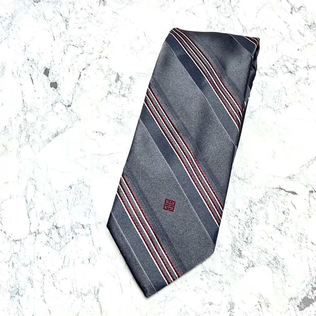 [Extremely beautiful] Givenchy brand tie silk stripe logo made in the USA