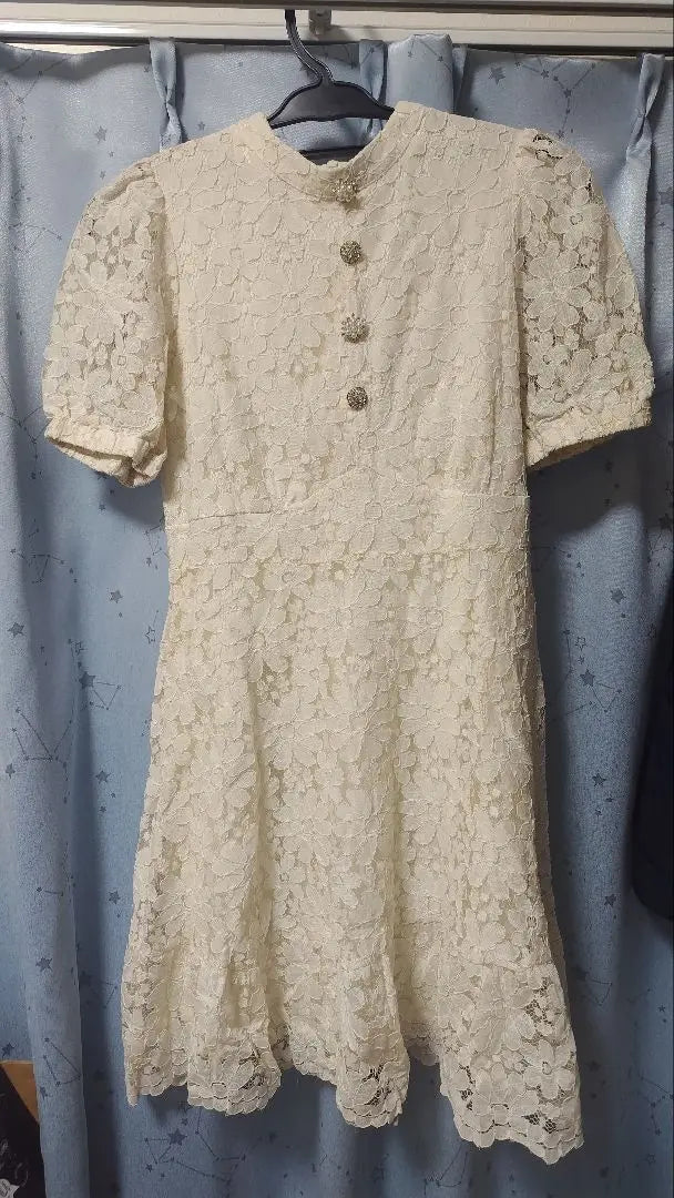 Floral lace mini dress, short sleeve