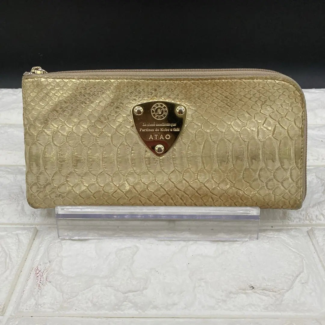 ❤️Good condition❤️ATAO ATAO long wallet limo python L-shaped zipper leather