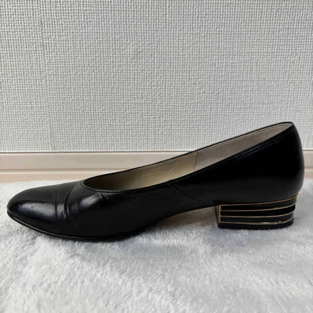 ✨Extremely beautiful✨MIHAMA Mihama pumps heel flat black 22.5