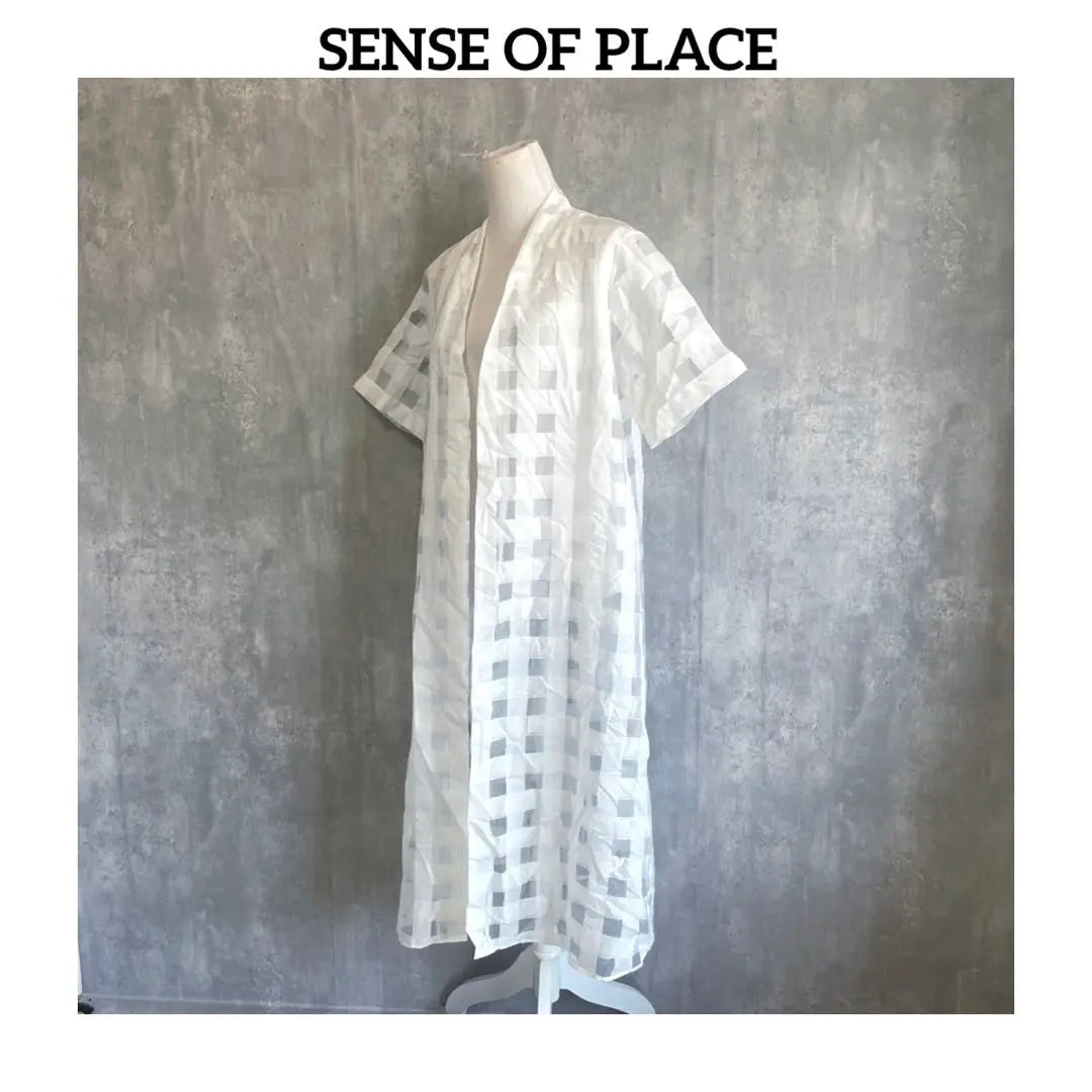 Sense of Place Sheer Check Long Haori Dress Cardigan