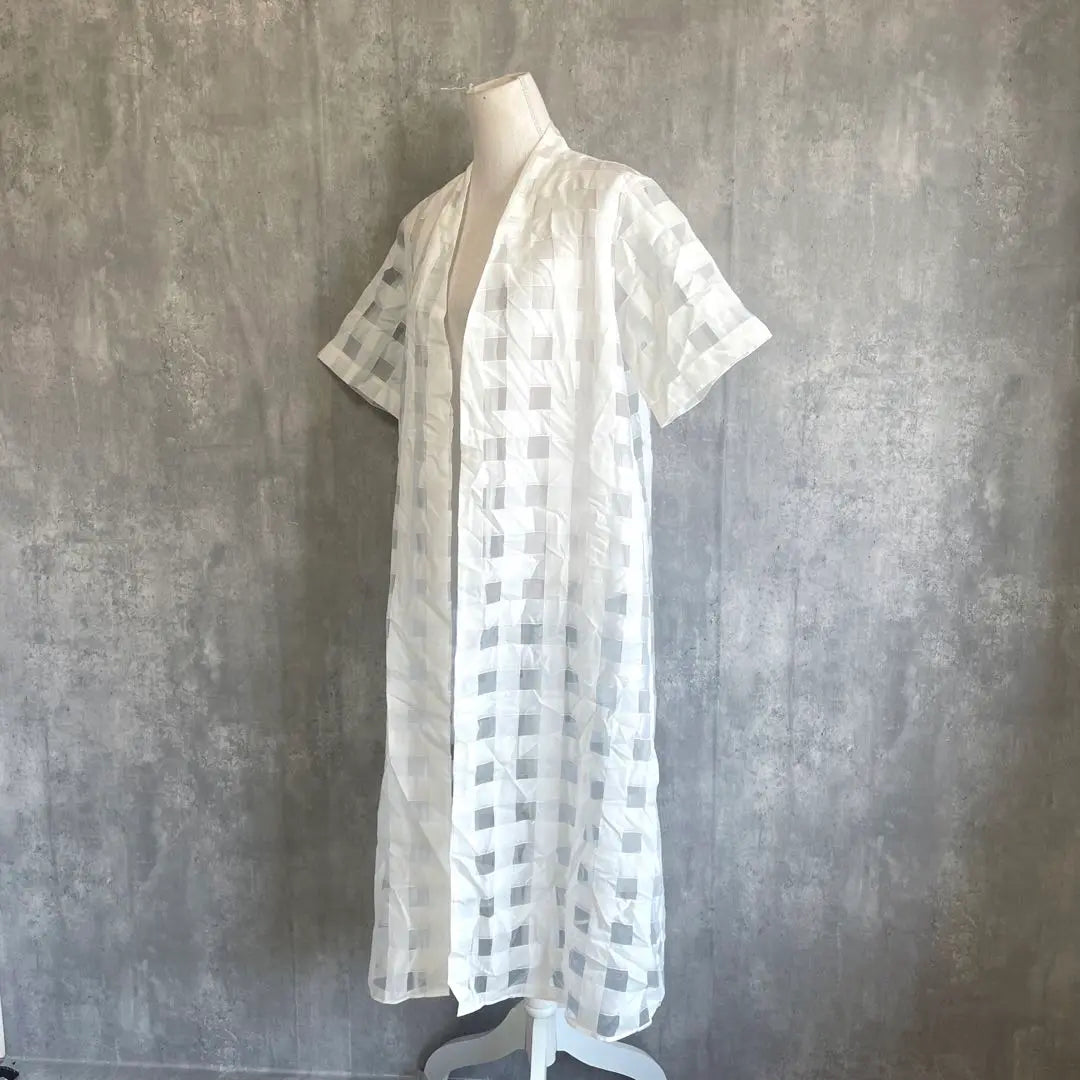 Sense of Place Sheer Check Long Haori Dress Cardigan